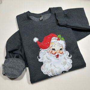 Christmas Vintage Santa Face Gildan Sweatshirt, new never used, size L
